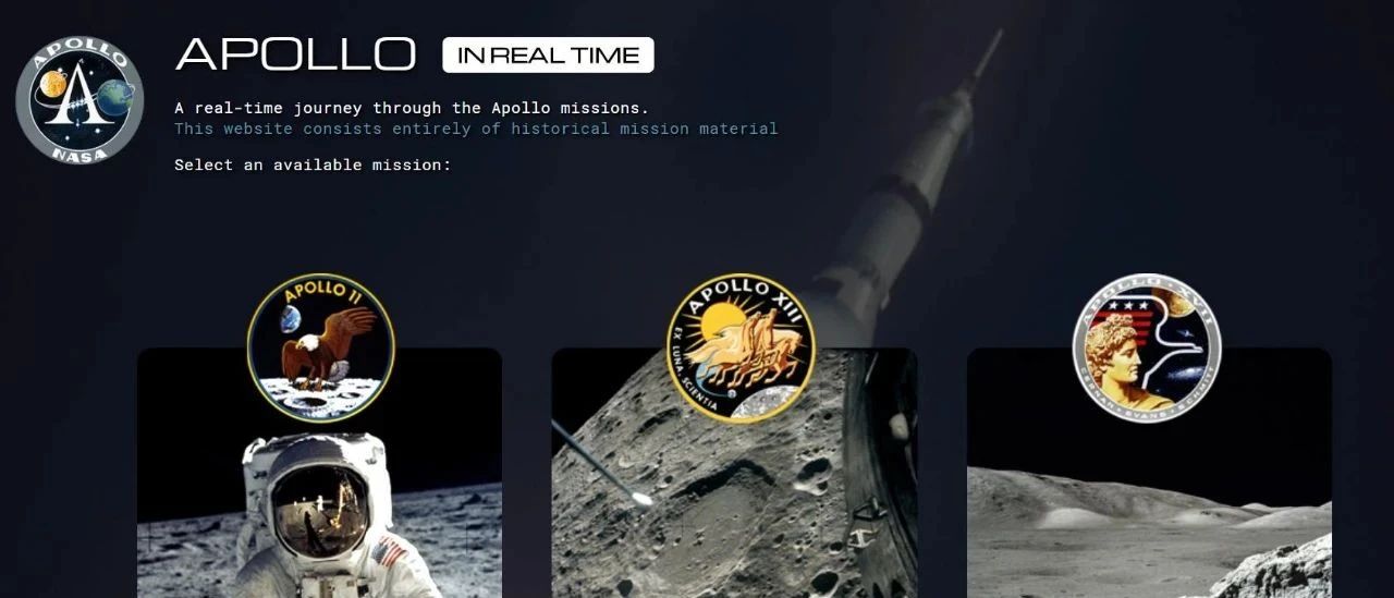 Real-time Apollo: this site will take you back to the launch site 50 years ago.